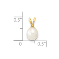 14K 6-7mm White Rice Freshwater Cultured Pearl Pendant-XF378