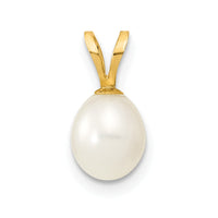 14K 6-7mm White Rice Freshwater Cultured Pearl Pendant-XF378