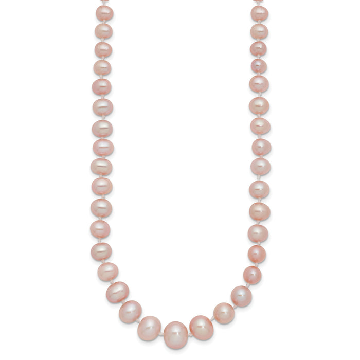 14k 4-8mm Purple Freshwater Cultured Pearl Graduated Necklace-XF388-18