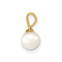 14K 5-6mm White Round Freshwater Cultured Pearl Pendant-XF395