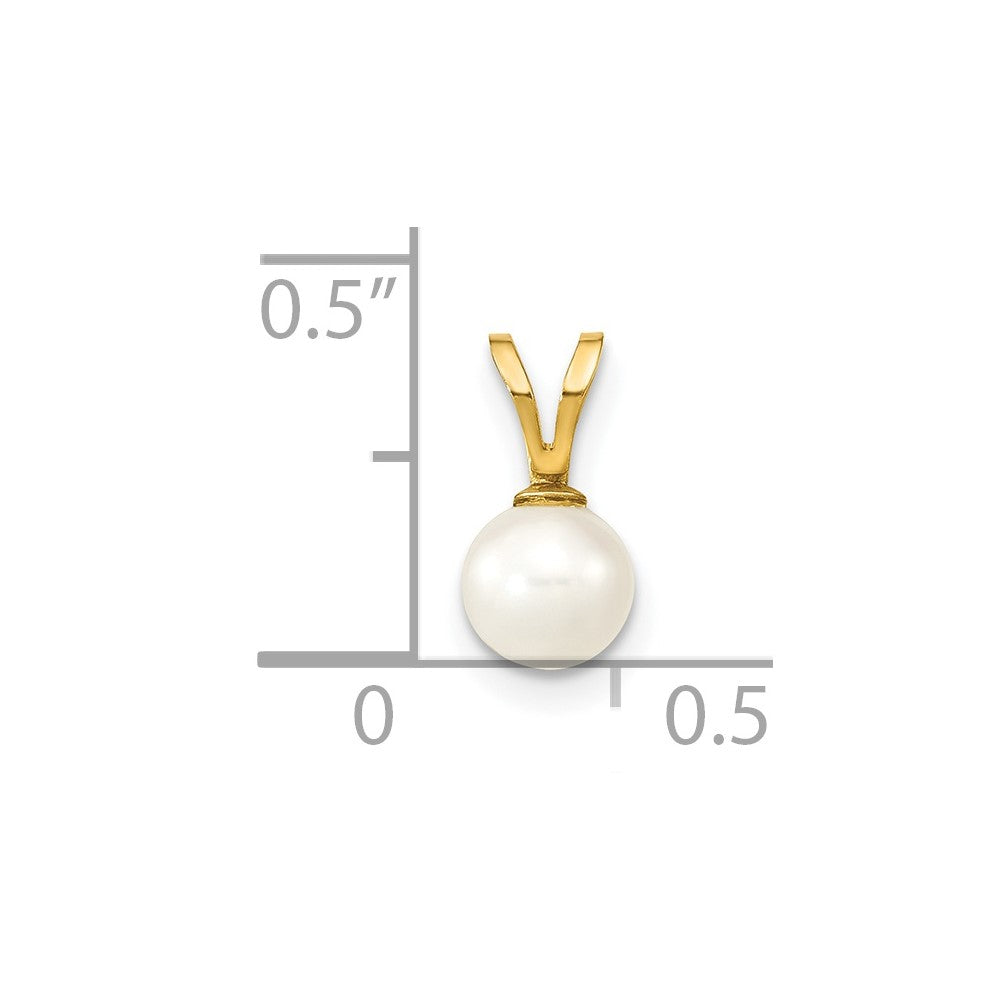 14K 5-6mm White Round Freshwater Cultured Pearl Pendant-XF395