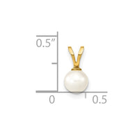 14K 5-6mm White Round Freshwater Cultured Pearl Pendant-XF395