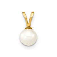 14K 5-6mm White Round Freshwater Cultured Pearl Pendant-XF395