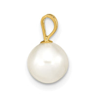 14K 7-8mm White Round Freshwater Cultured Pearl Pendant-XF397