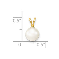 14K 7-8mm White Round Freshwater Cultured Pearl Pendant-XF397