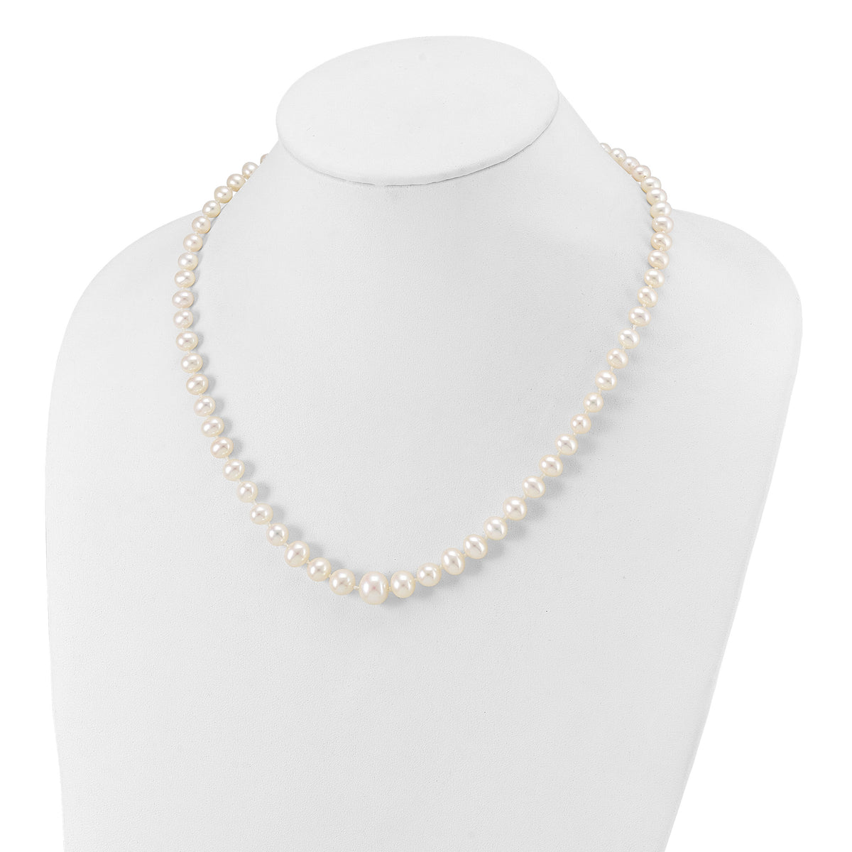14k 4-9mm White Freshwater Cultured Pearl Graduated Necklace-XF407-18