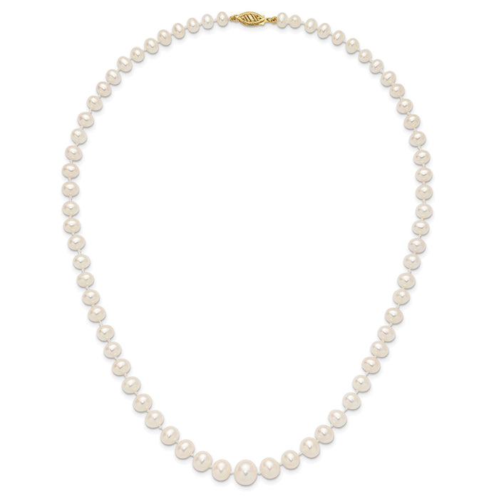 14k 4-9mm White Freshwater Cultured Pearl Graduated Necklace-XF407-18