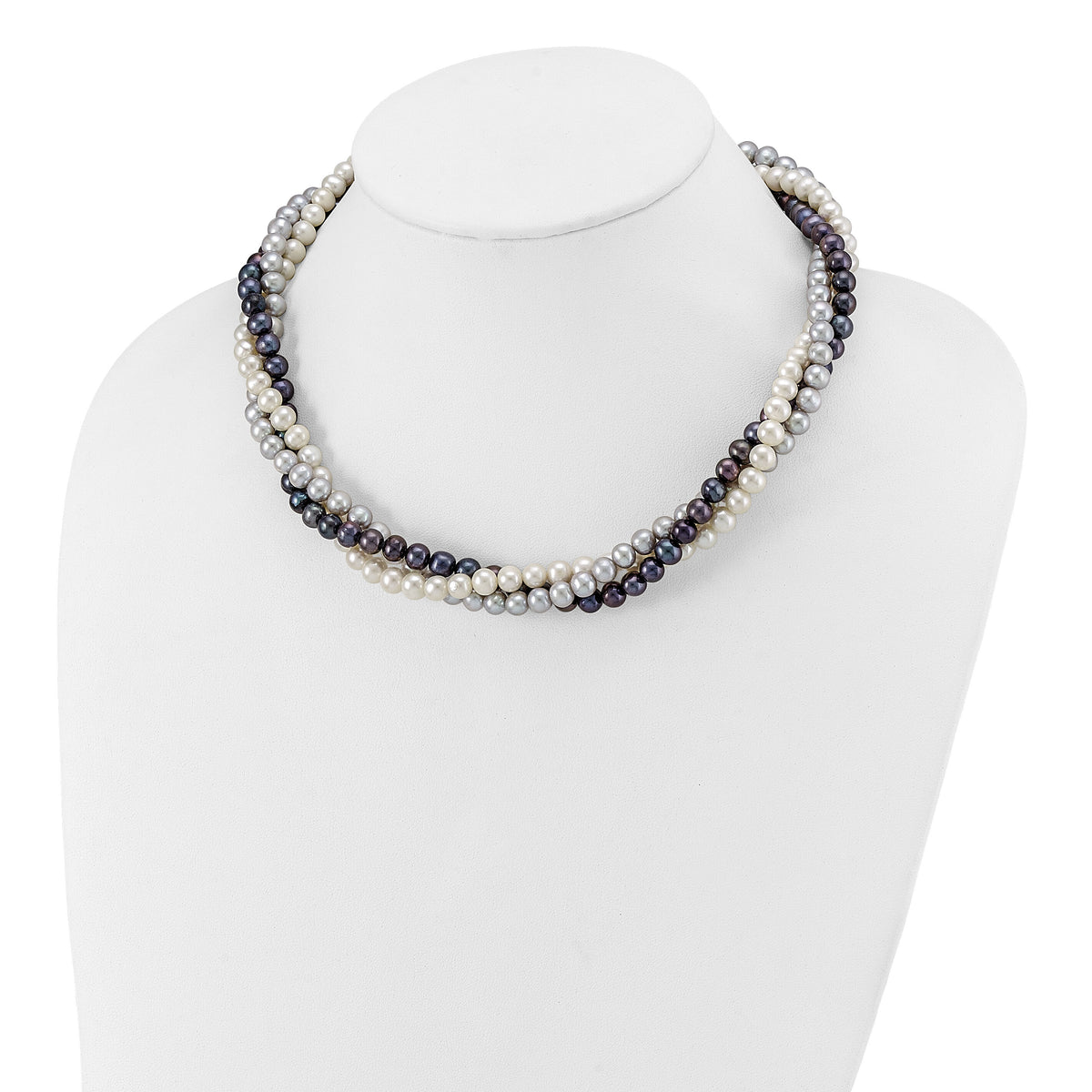 14K 6-7mm Multicolor Freshwater Cultured Pearl 3-strand Necklace-XF412-18