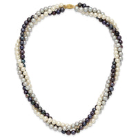 14K 6-7mm Multicolor Freshwater Cultured Pearl 3-strand Necklace-XF412-18