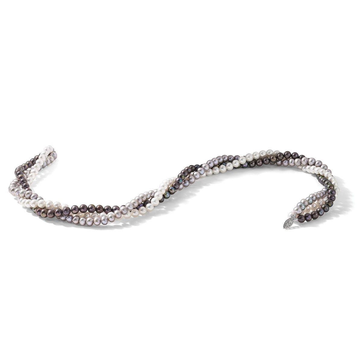 14K 6-7mm Multicolor Freshwater Cultured Pearl 3-strand Necklace-XF412-18