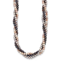 14K White Gold 6-7mm Multicolor Freshwater Cultured Pearl 3-strand Necklace-XF413-18