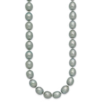 14k White Gold 8-9mm Grey Rice Freshwater Cultured Pearl Necklace-XF415-16