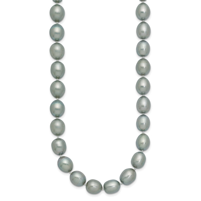 14k White Gold 8-9mm Grey Rice Freshwater Cultured Pearl Necklace-XF415-20