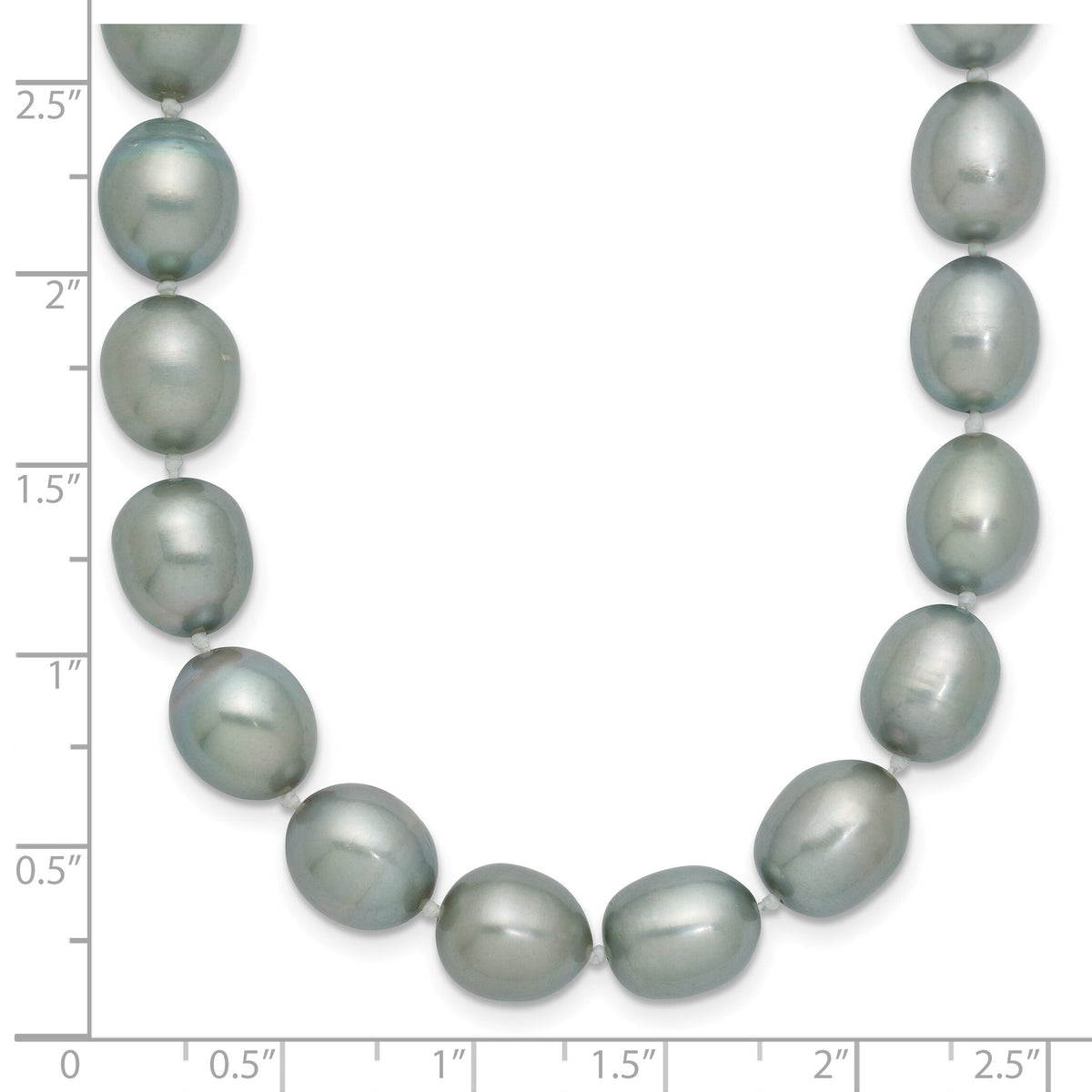 14k White Gold 8-9mm Grey Rice Freshwater Cultured Pearl Necklace-XF415-16