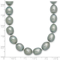 14k White Gold 8-9mm Grey Rice Freshwater Cultured Pearl Necklace-XF415-24