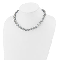 14k White Gold 8-9mm Grey Rice Freshwater Cultured Pearl Necklace-XF415-16