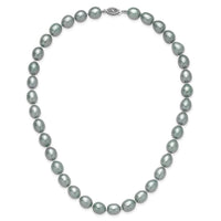 14k White Gold 8-9mm Grey Rice Freshwater Cultured Pearl Necklace-XF415-16