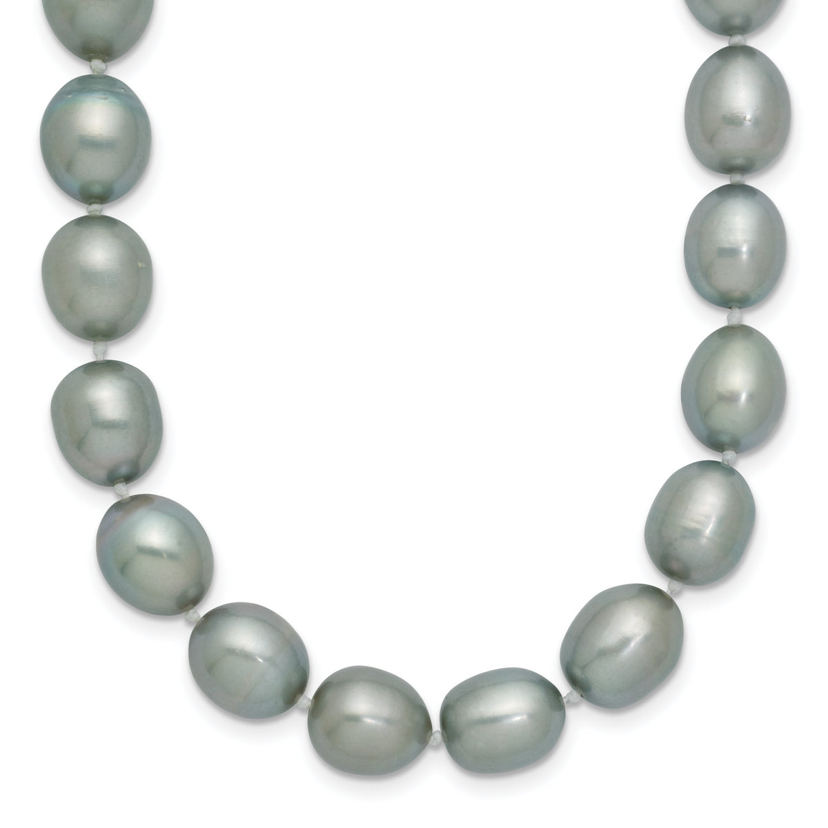 14k White Gold 8-9mm Grey Rice Freshwater Cultured Pearl Necklace-XF415-24