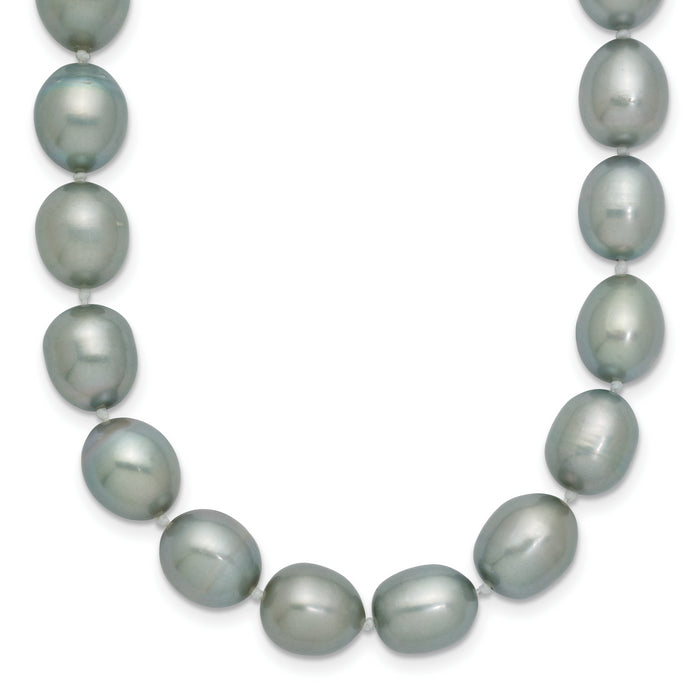 14k White Gold 8-9mm Grey Rice Freshwater Cultured Pearl Necklace-XF415-24