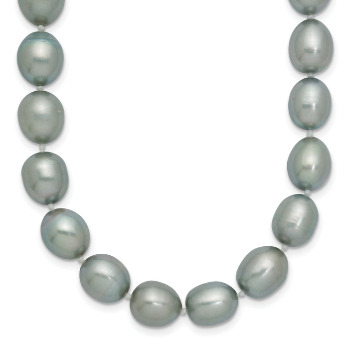 14k White Gold 8-9mm Grey Rice Freshwater Cultured Pearl Necklace-XF415-20