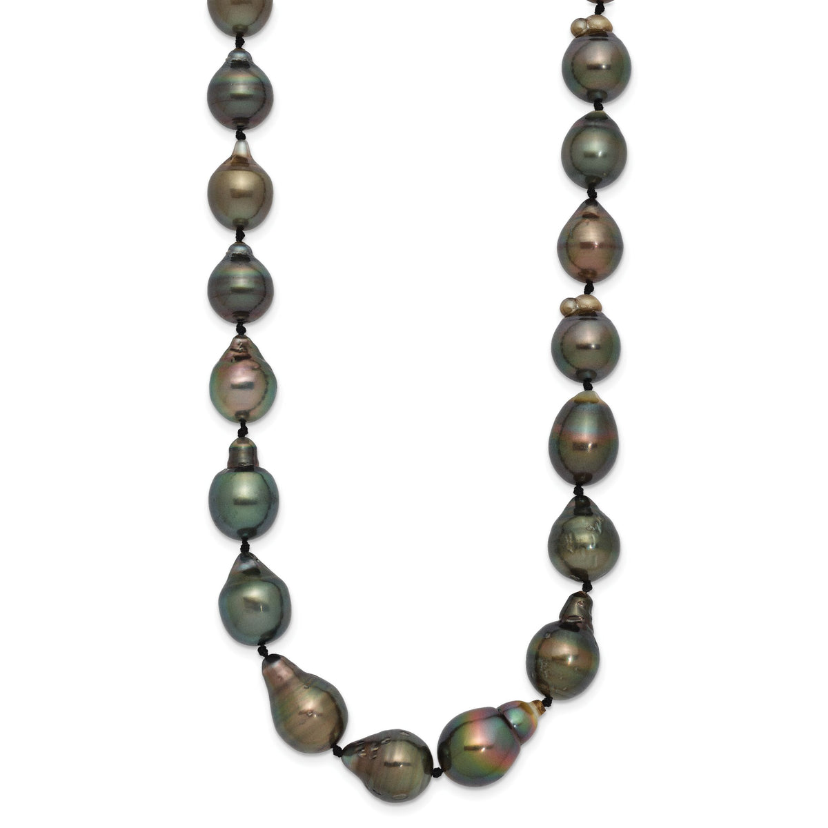 14K WG 8-11mm Baroque Saltwater Cultured Tahitian Pearl Graduated Necklace-XF423-18