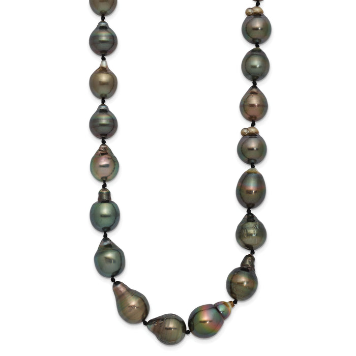 14K WG 8-11mm Baroque Saltwater Cultured Tahitian Pearl Graduated Necklace-XF423-18