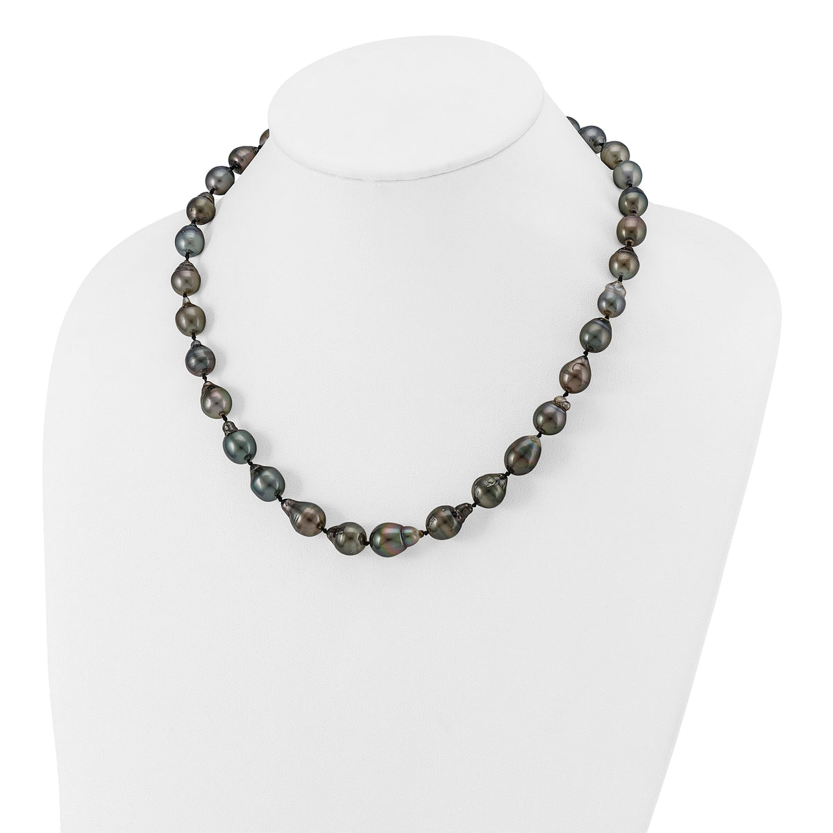 14K WG 8-11mm Baroque Saltwater Cultured Tahitian Pearl Graduated Necklace-XF423-18