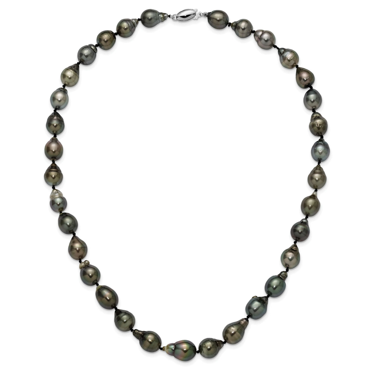 14K WG 8-11mm Baroque Saltwater Cultured Tahitian Pearl Graduated Necklace-XF423-18