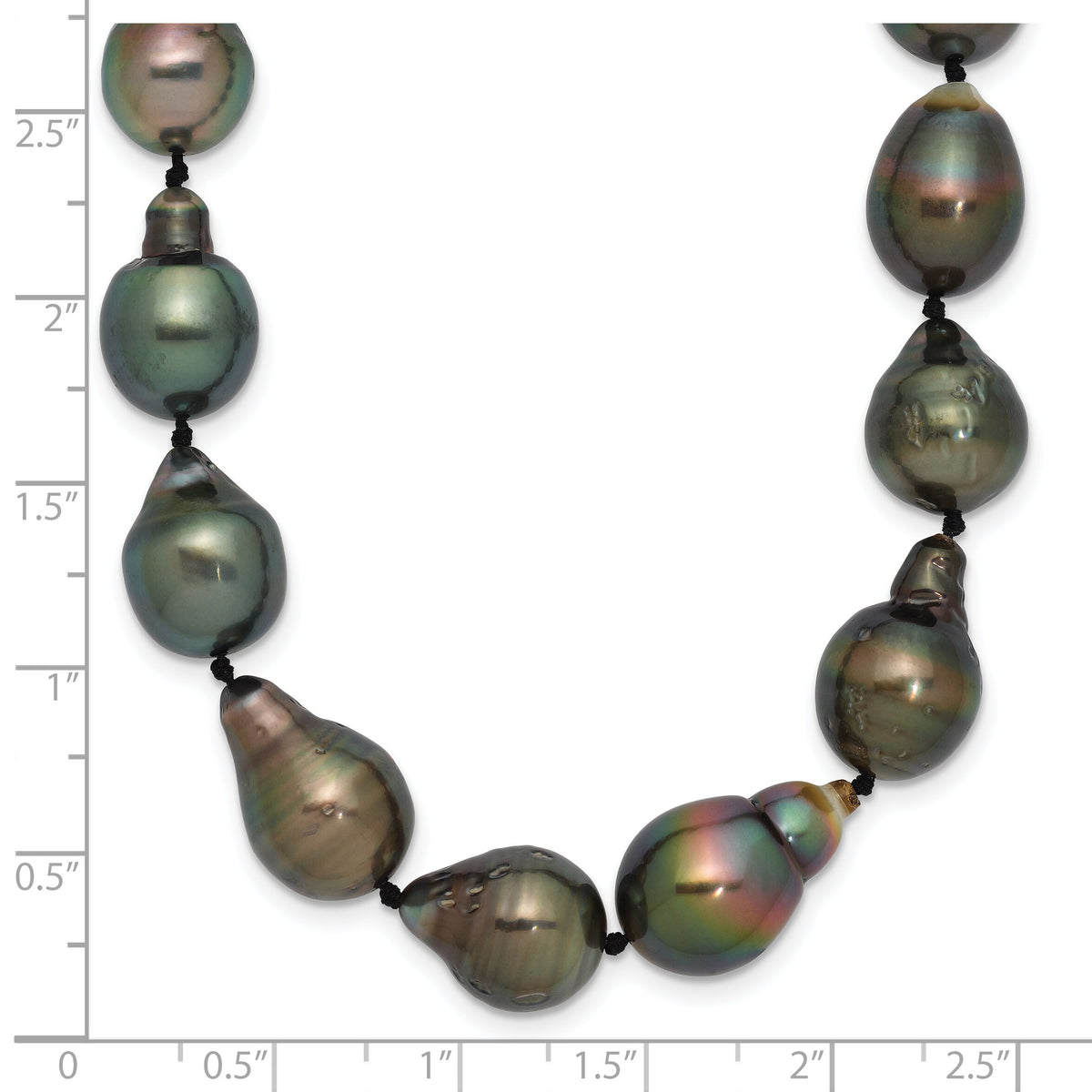 14K WG 8-11mm Baroque Saltwater Cultured Tahitian Pearl Graduated Necklace-XF423-18
