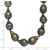 14K WG 8-11mm Baroque Saltwater Cultured Tahitian Pearl Graduated Necklace-XF423-18