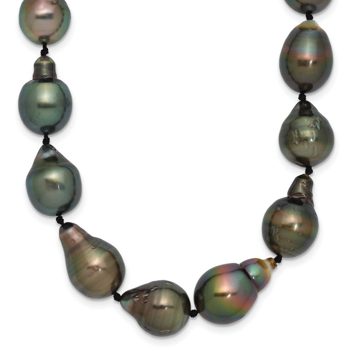 14K WG 8-11mm Baroque Saltwater Cultured Tahitian Pearl Graduated Necklace-XF423-18