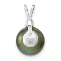 14k WG 10-11mm Round Saltwater Cultured Tahitian Pearl .05ct Dia. Pendant-XF428