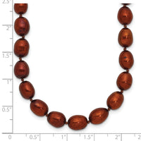 14k 7-8mm Brown Rice Freshwater Cultured Pearl Necklace-XF431-18