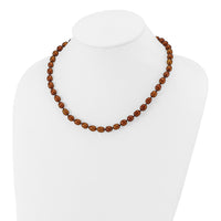 14k 7-8mm Brown Rice Freshwater Cultured Pearl Necklace-XF431-18