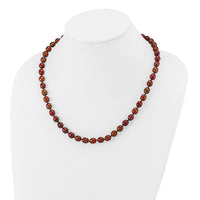 14k 7-8mm Brown Rice Freshwater Cultured Pearl Necklace-XF431-20