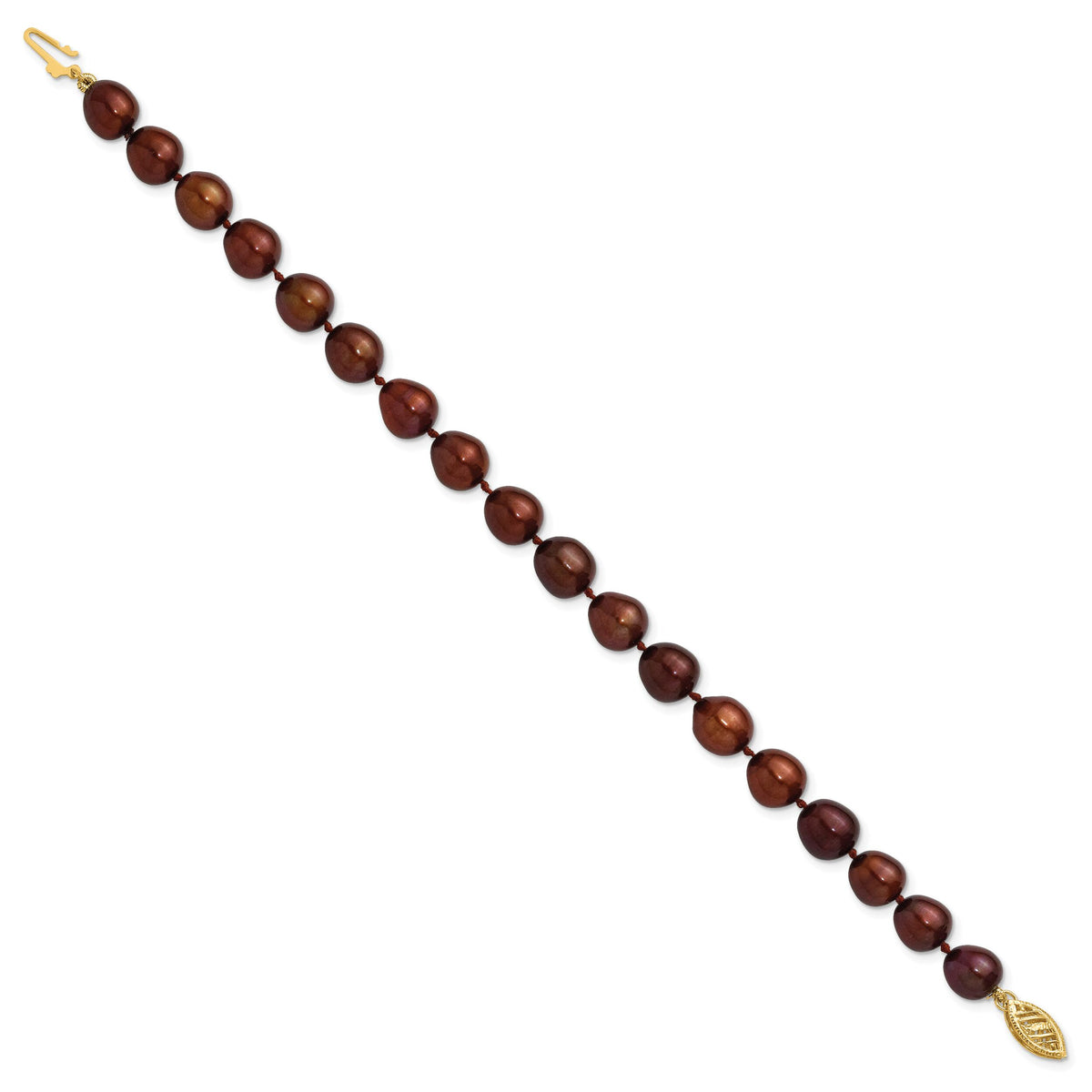 14k 7-8mm Brown Rice Freshwater Cultured Pearl Bracelet-XF431-7.25