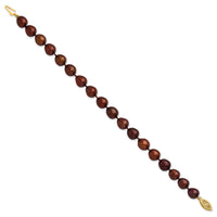 14k 7-8mm Brown Rice Freshwater Cultured Pearl Bracelet-XF431-7.25