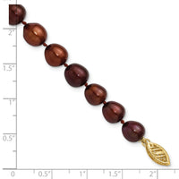 14k 7-8mm Brown Rice Freshwater Cultured Pearl Bracelet-XF431-7.25