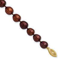 14k 7-8mm Brown Rice Freshwater Cultured Pearl Bracelet-XF431-7.25