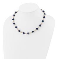 14K WG Black and White Semi-round Freshwater Cultured Mirror Bead Necklace-XF437-18