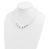 14K White Freshwater Cultured Pearl Faceted 4.0 Garnet Bead Necklace-XF443-18