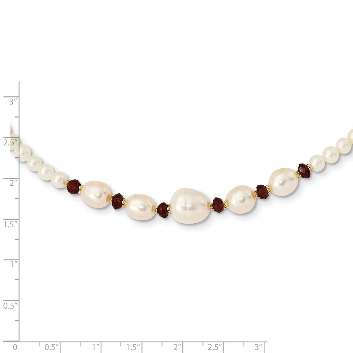 14K White Freshwater Cultured Pearl Faceted 4.0 Garnet Bead Necklace-XF443-18