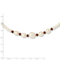 14K White Freshwater Cultured Pearl Faceted 4.0 Garnet Bead Necklace-XF443-18
