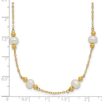 14K 5-6mm White Near Round FW Cultured Pearl Bead 12-station Necklace-XF445-18