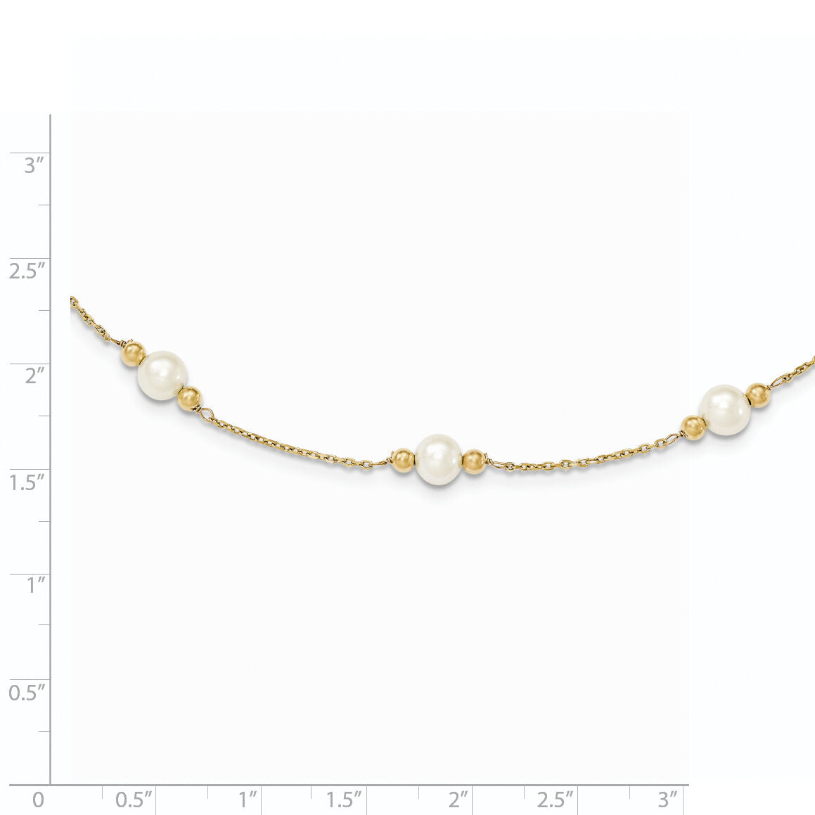 14K 5-6mm White Near Round FW Cultured Pearl Bead 5-station Bracelet-XF449-7.5