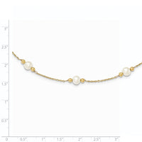 14K 5-6mm White Near Round FW Cultured Pearl Bead 5-station Bracelet-XF449-7.5