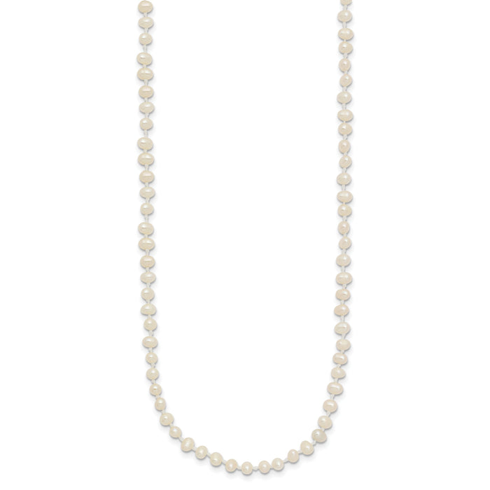 14k 3-4mm White Semi Round Freshwater Cultured Pearl Necklace-XF450-12