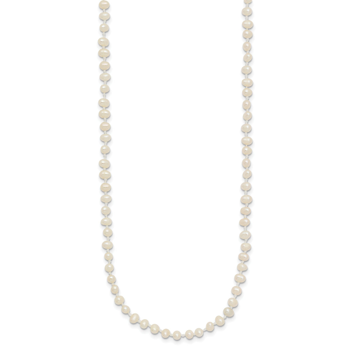 14k 3-4mm White Semi Round Freshwater Cultured Pearl Necklace-XF450-16