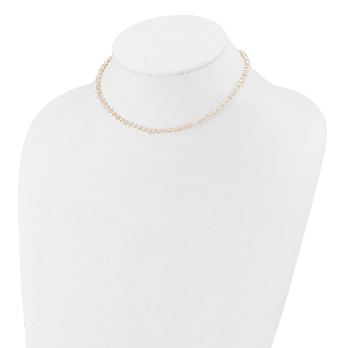 14k 3-4mm White Semi Round Freshwater Cultured Pearl Necklace-XF450-12
