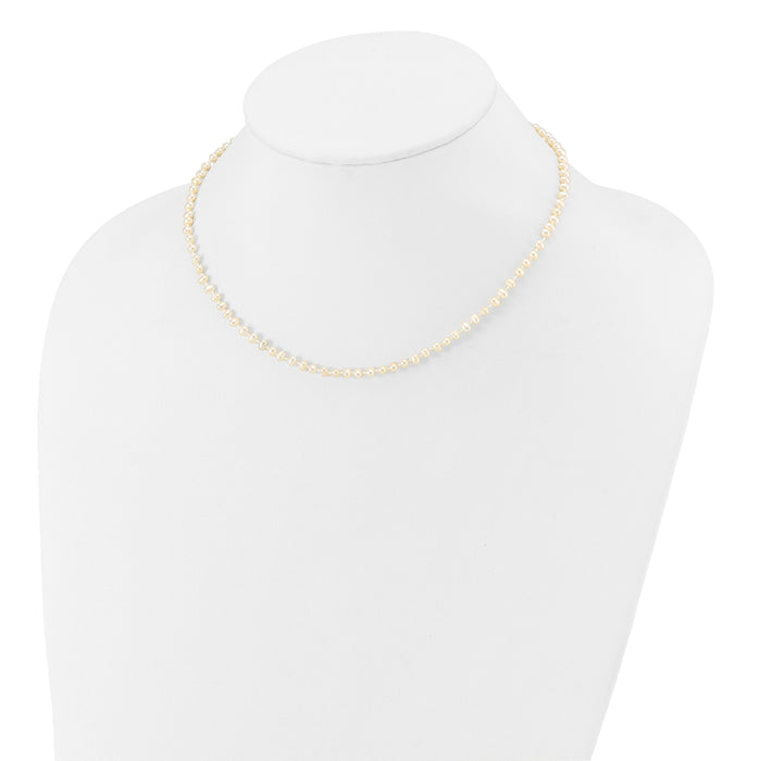 14k 3-4mm White Semi Round Freshwater Cultured Pearl Necklace-XF450-14